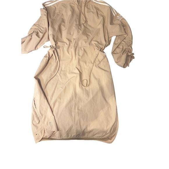 Adidas Parley Windbreaker Dress Beige Drawstring Hooded Athleisure Womens M - Picture 2 of 14